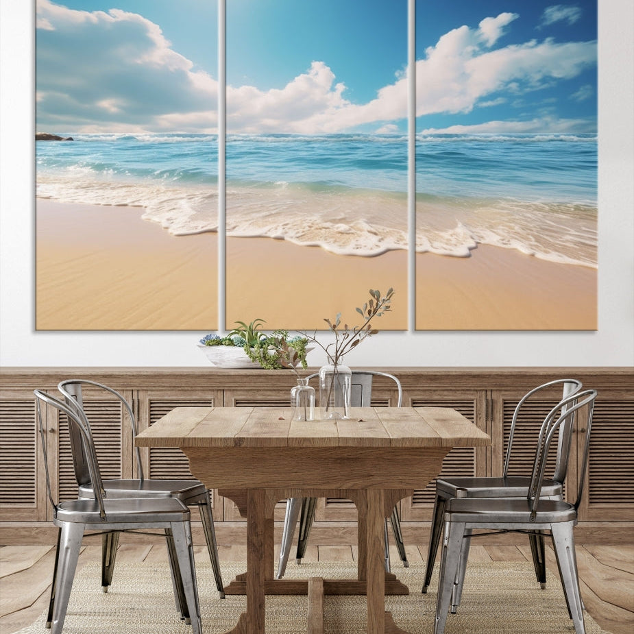 Edit-Images-Coastal Wall Art - Serene Ocean Canvas Print with Beach and Sunset Design for Timeless Home Decor