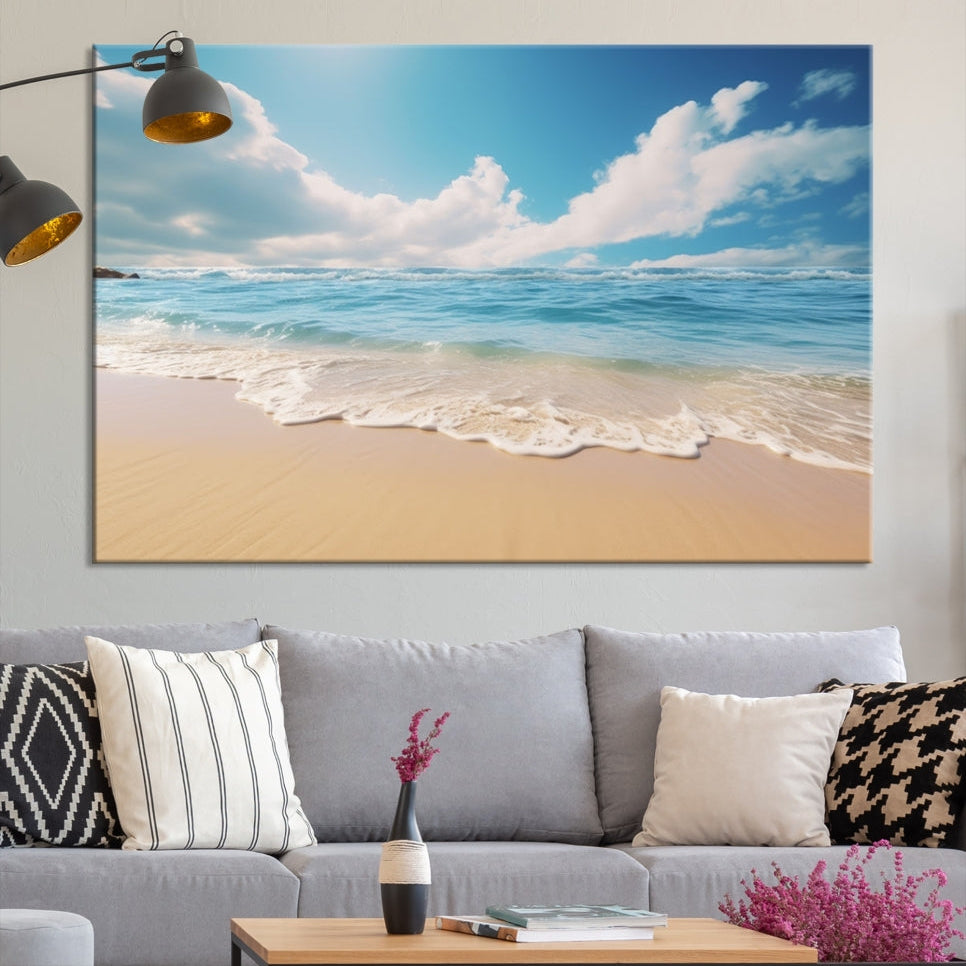 Edit-Images-Coastal Wall Art - Serene Ocean Canvas Print with Beach and Sunset Design for Timeless Home Decor