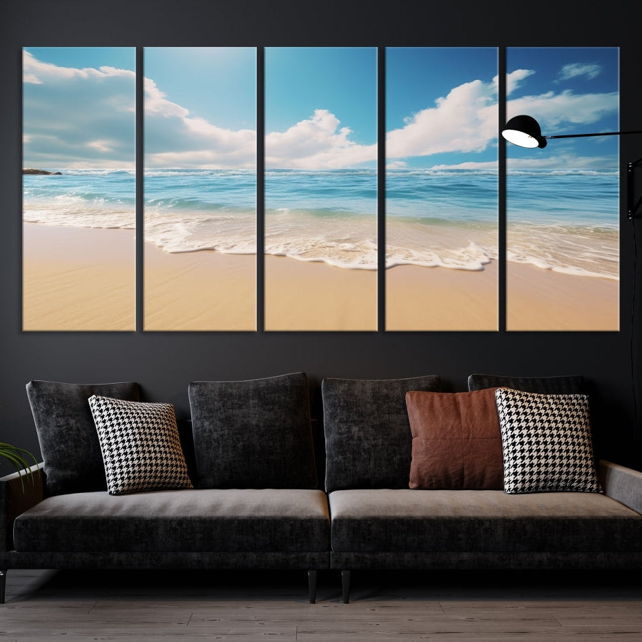 Edit-Images-Coastal Wall Art - Serene Ocean Canvas Print with Beach and Sunset Design for Timeless Home Decor