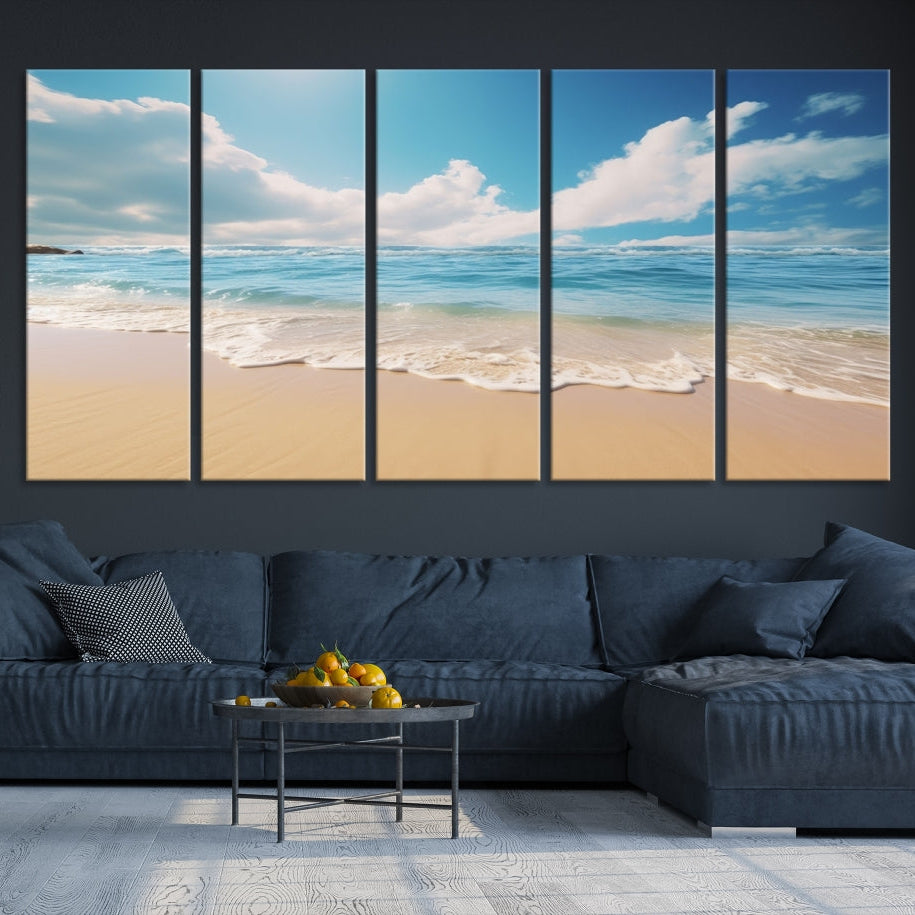 Edit-Images-Coastal Wall Art - Serene Ocean Canvas Print with Beach and Sunset Design for Timeless Home Decor