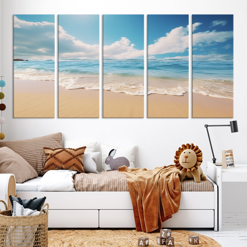 Edit-Images-Coastal Wall Art - Serene Ocean Canvas Print with Beach and Sunset Design for Timeless Home Decor