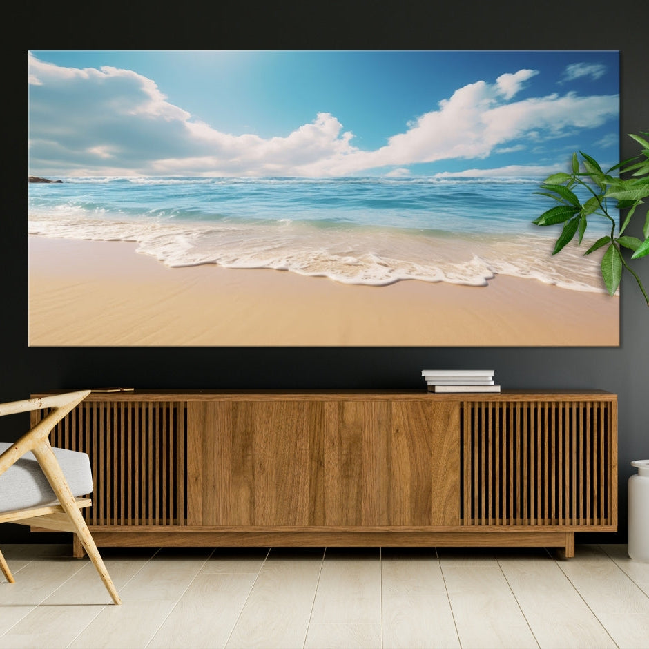 Edit-Images-Coastal Wall Art - Serene Ocean Canvas Print with Beach and Sunset Design for Timeless Home Decor