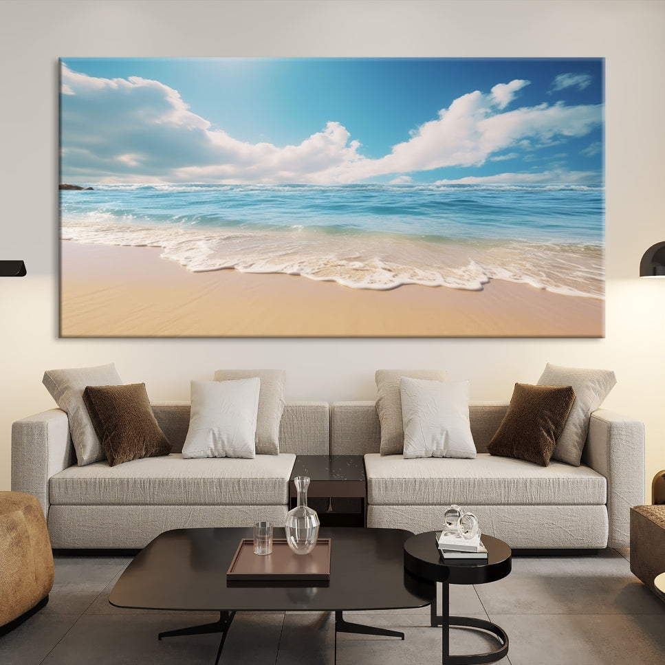 Edit-Images-Coastal Wall Art - Serene Ocean Canvas Print with Beach and Sunset Design for Timeless Home Decor