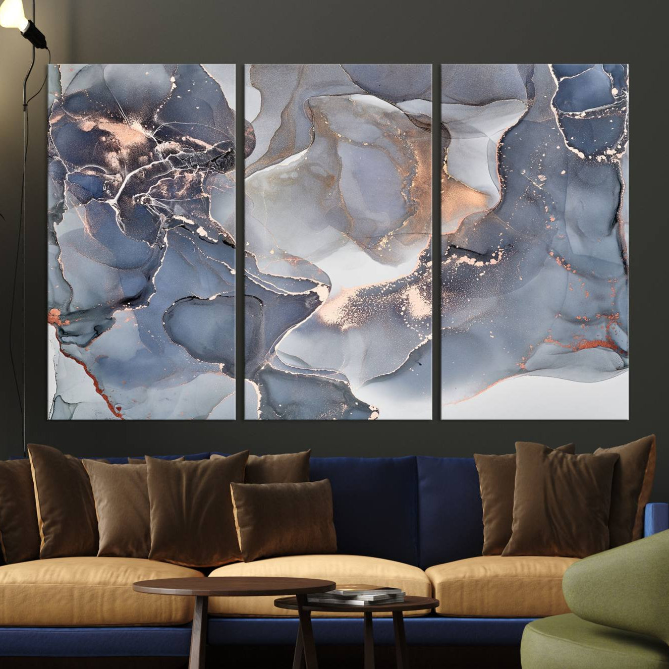 81843-MGV-CV-36X24-Contemporary Art Gray Gold Abstract Canvas Art Print