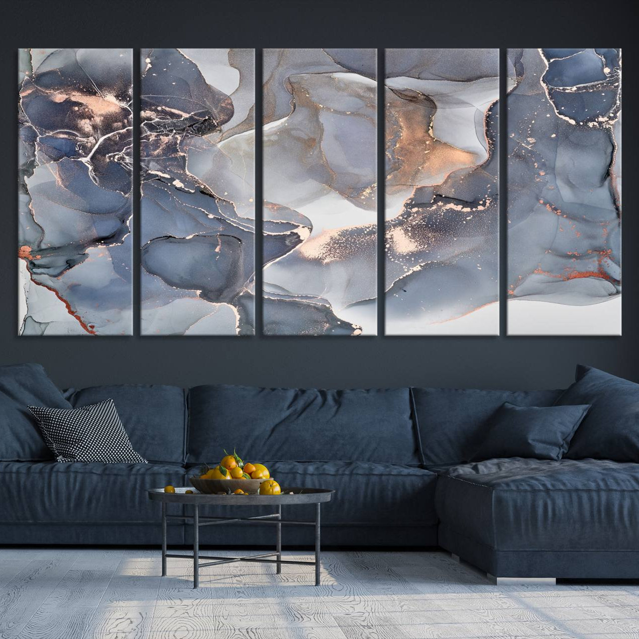 81843-MGV-CV-36X24-Contemporary Art Gray Gold Abstract Canvas Art Print