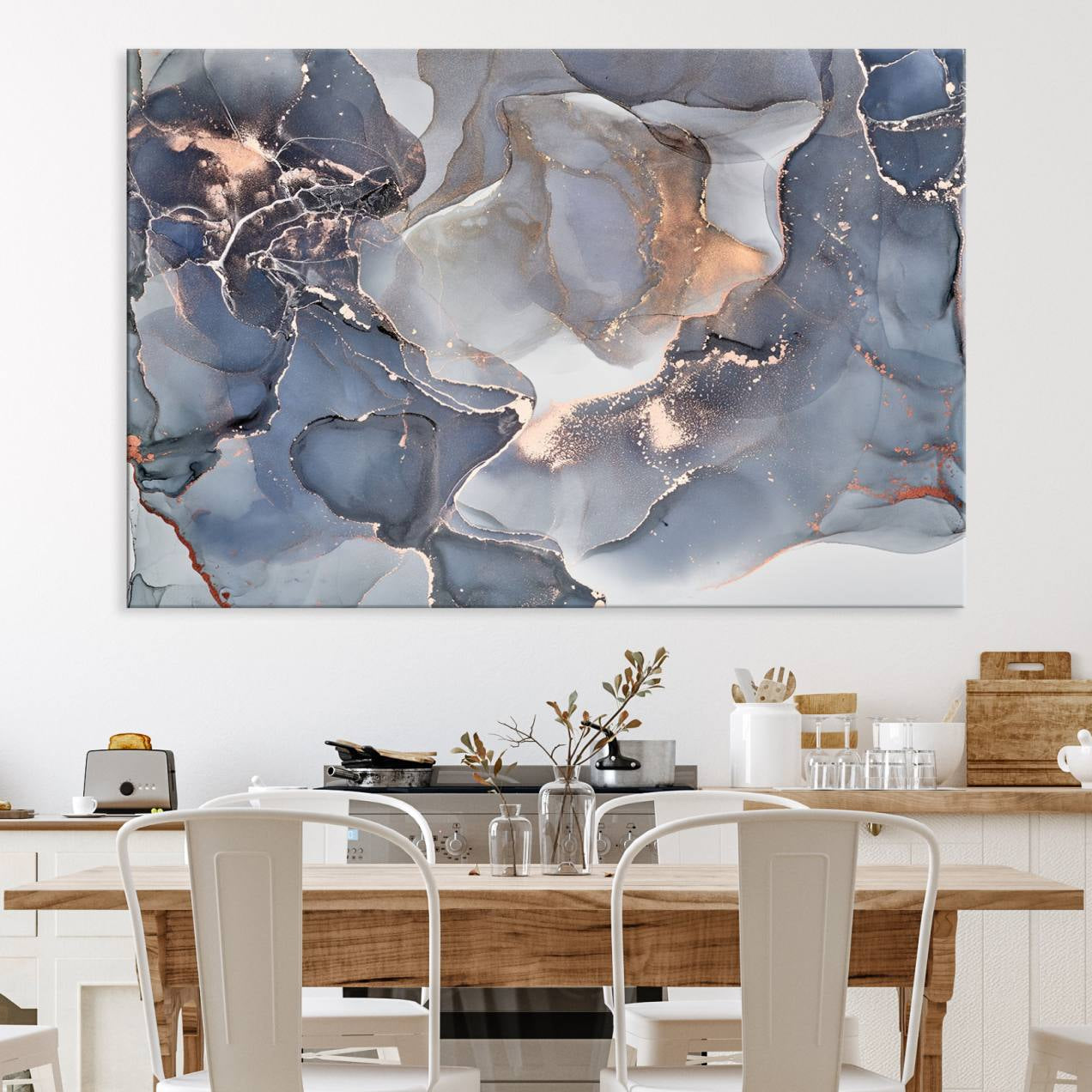 81843-MGV-CV-36X24-Contemporary Art Gray Gold Abstract Canvas Art Print