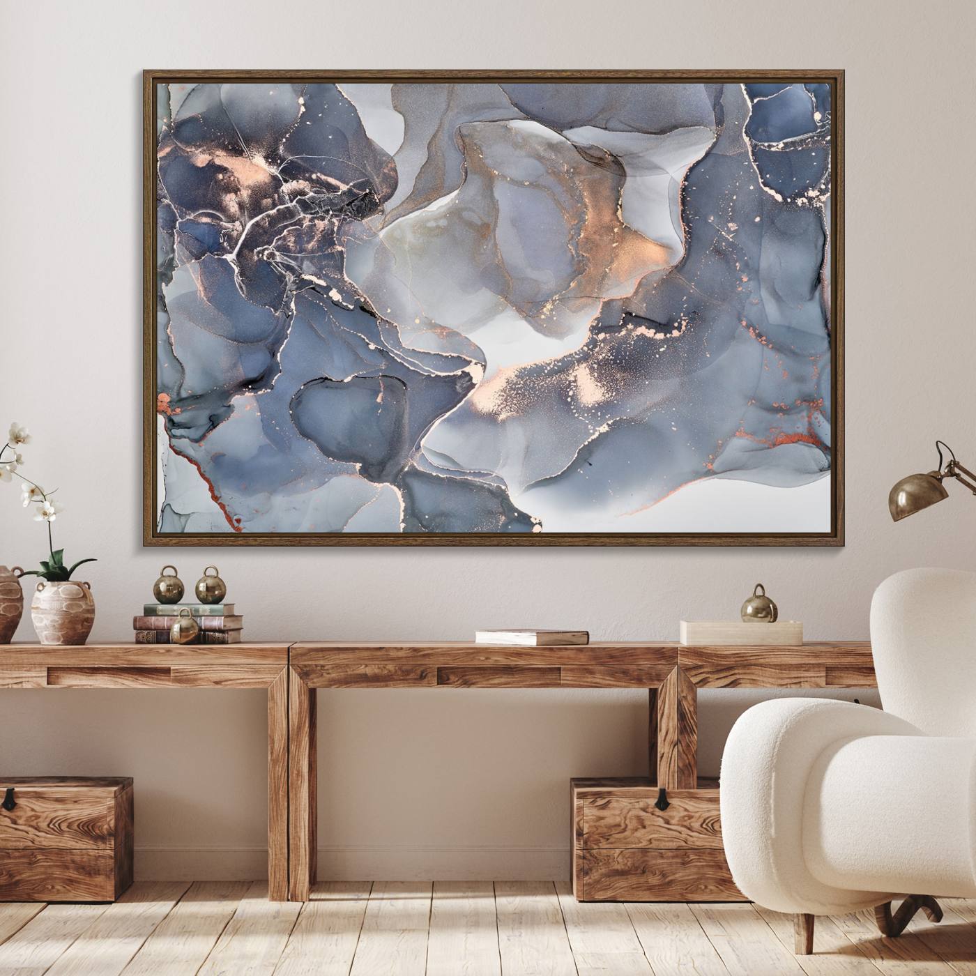 81843-MGV-FC-36X24_Walnut-Contemporary Art Gray Gold Abstract Canvas Art Print