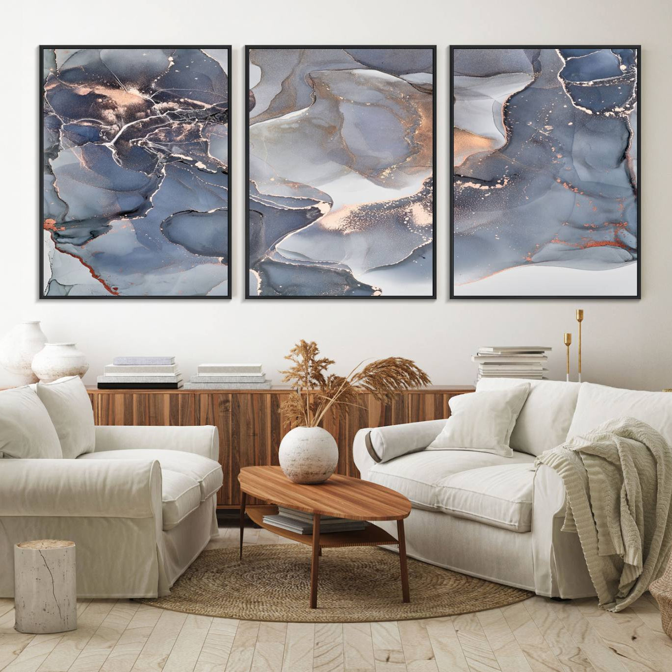 81843-MGV-FC-60X30-3P_Black-Contemporary Art Gray Gold Abstract Canvas Art Print