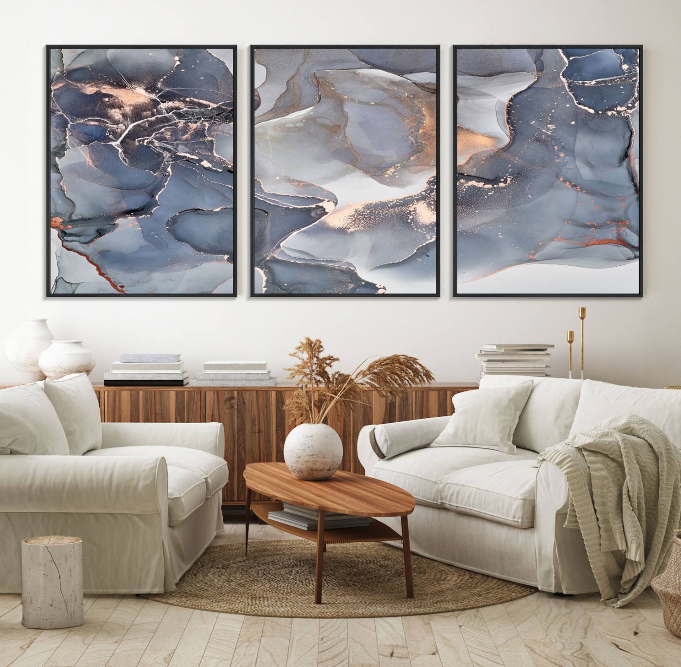 81843-MGV-FC-60X30-3P_Black-Contemporary Art Gray Gold Abstract Canvas Art Print