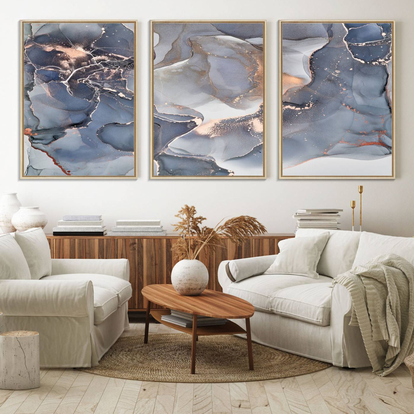 81843-MGV-FC-60X30-3P_Natural-Contemporary Art Gray Gold Abstract Canvas Art Print