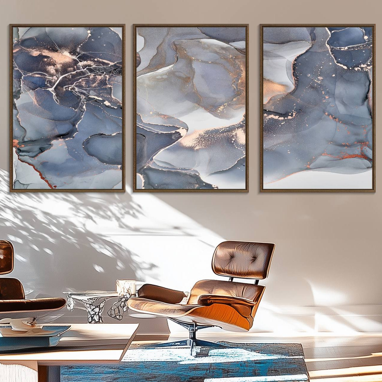 81843-MGV-FC-60X30-3P_Walnut-Contemporary Art Gray Gold Abstract Canvas Art Print