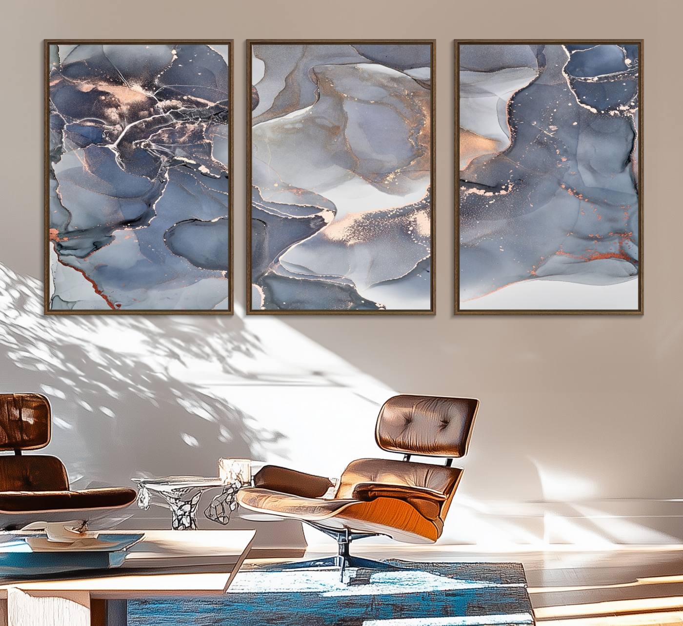 81843-MGV-FC-60X30-3P_Walnut-Contemporary Art Gray Gold Abstract Canvas Art Print