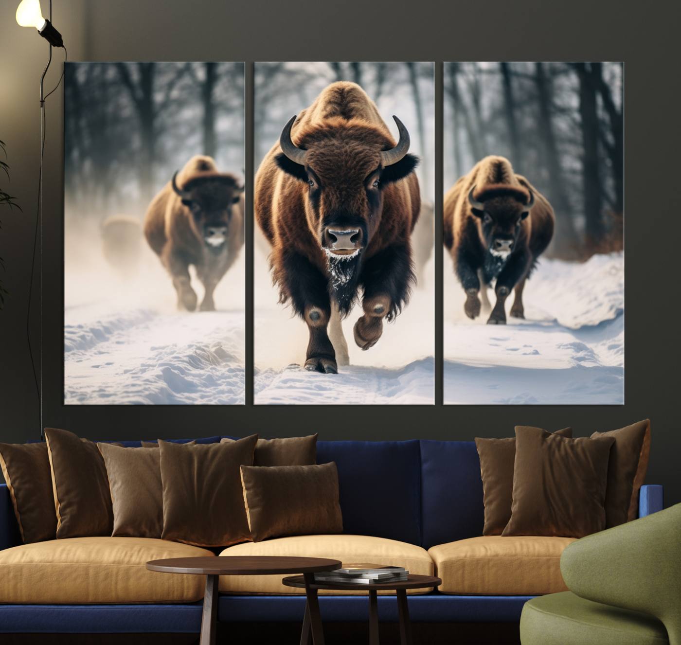 -Cow Bighorn Wall Art Canvas Print, Longhorn Texas Large Cow Animal Canvas Print