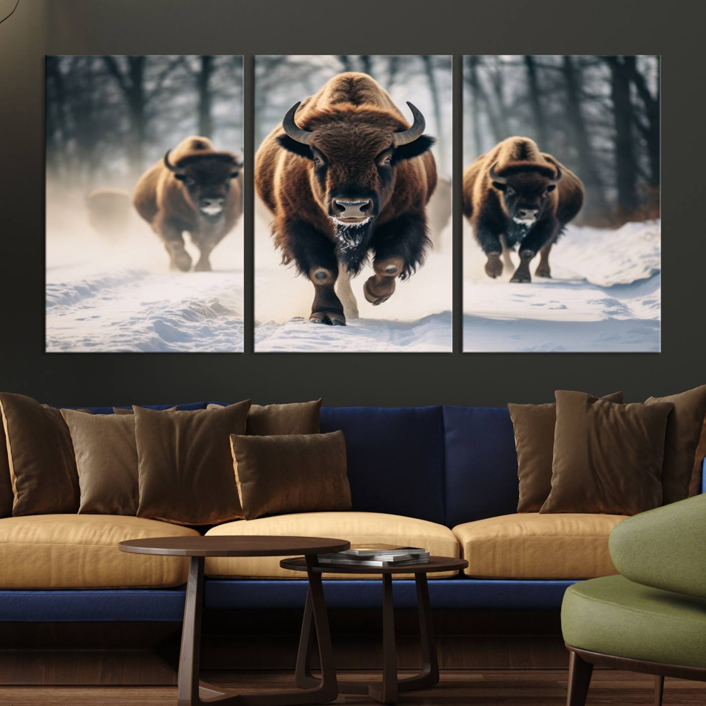 -Cow Bighorn Wall Art Canvas Print, Longhorn Texas Large Cow Animal Canvas Print