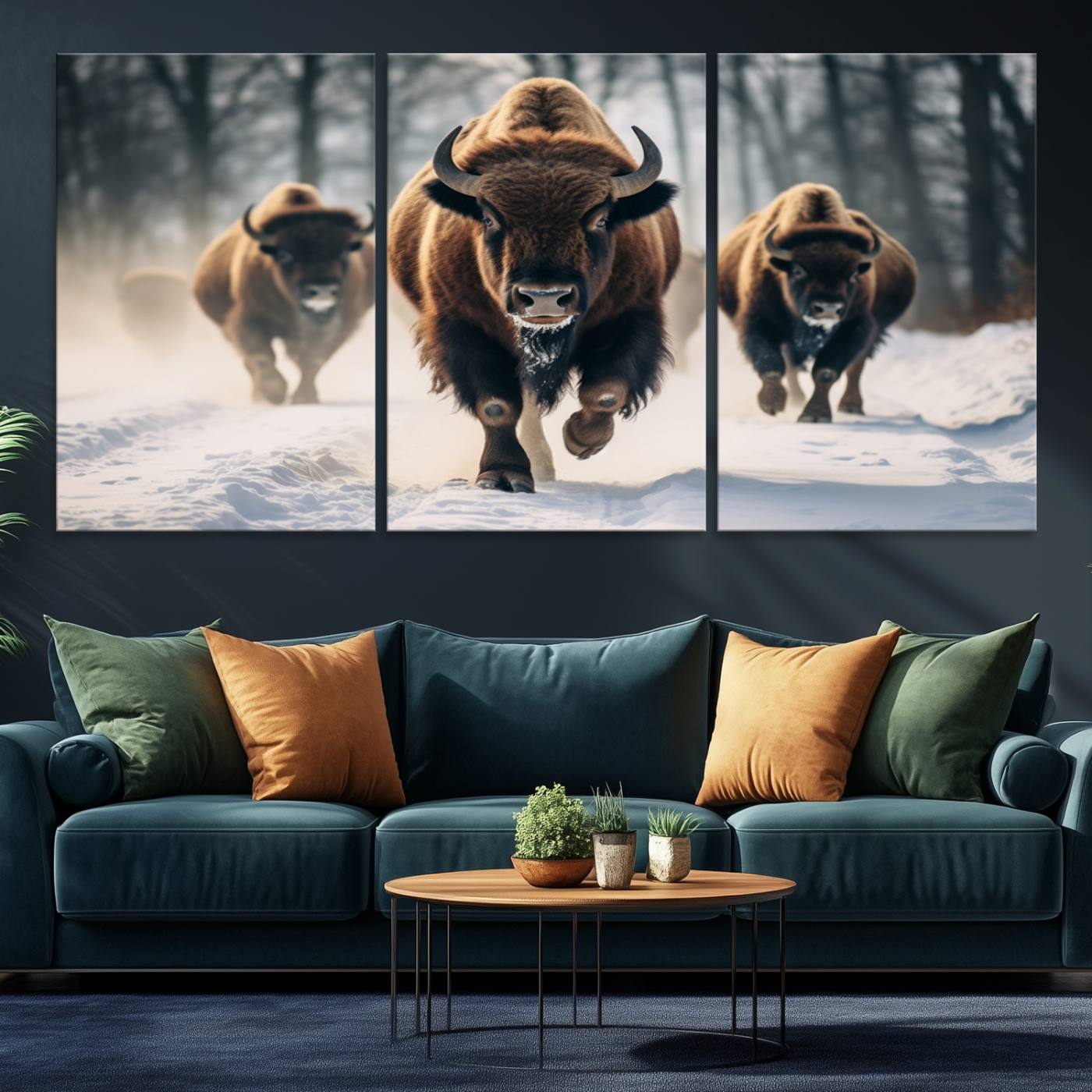 -Cow Bighorn Wall Art Canvas Print, Longhorn Texas Large Cow Animal Canvas Print