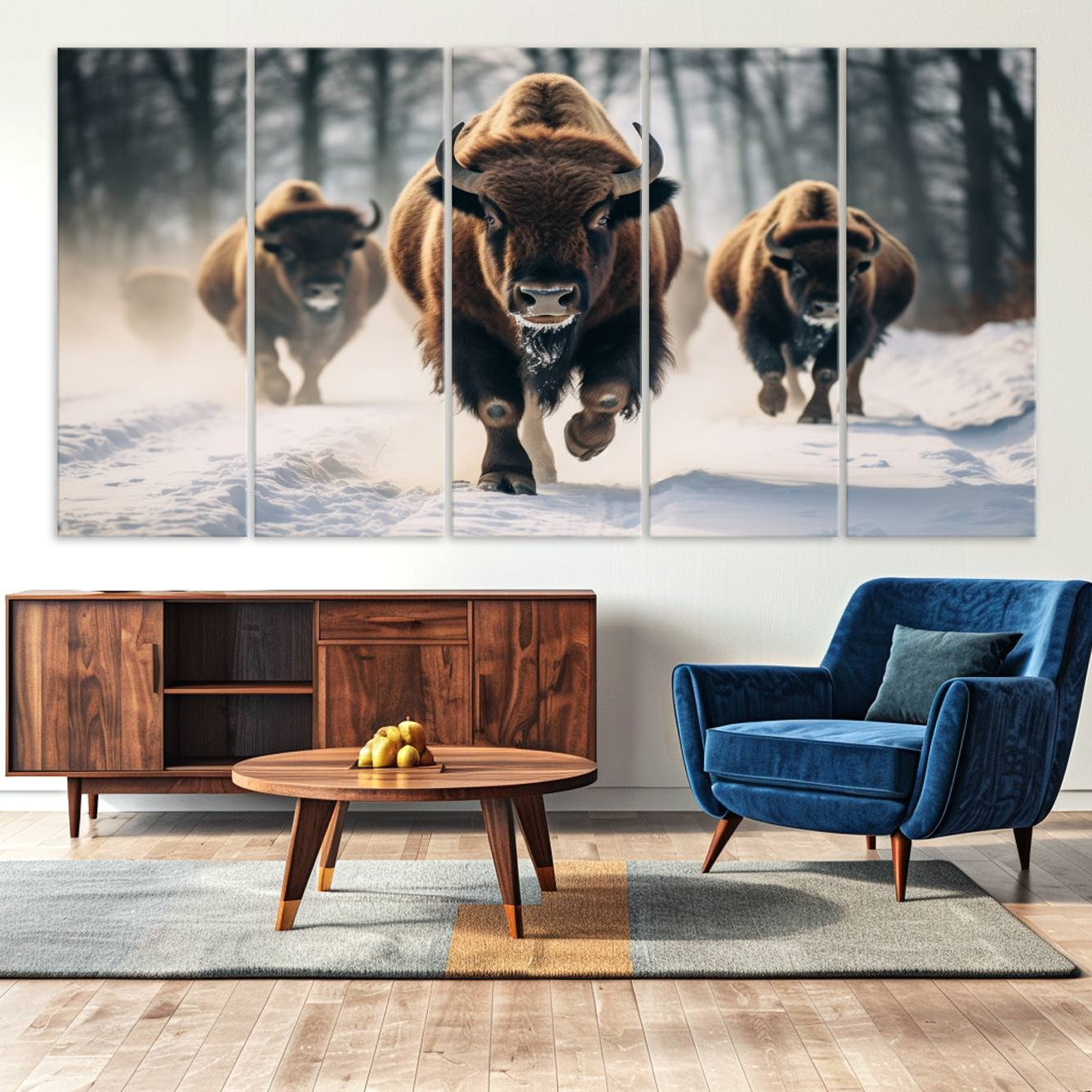 -Cow Bighorn Wall Art Canvas Print, Longhorn Texas Large Cow Animal Canvas Print