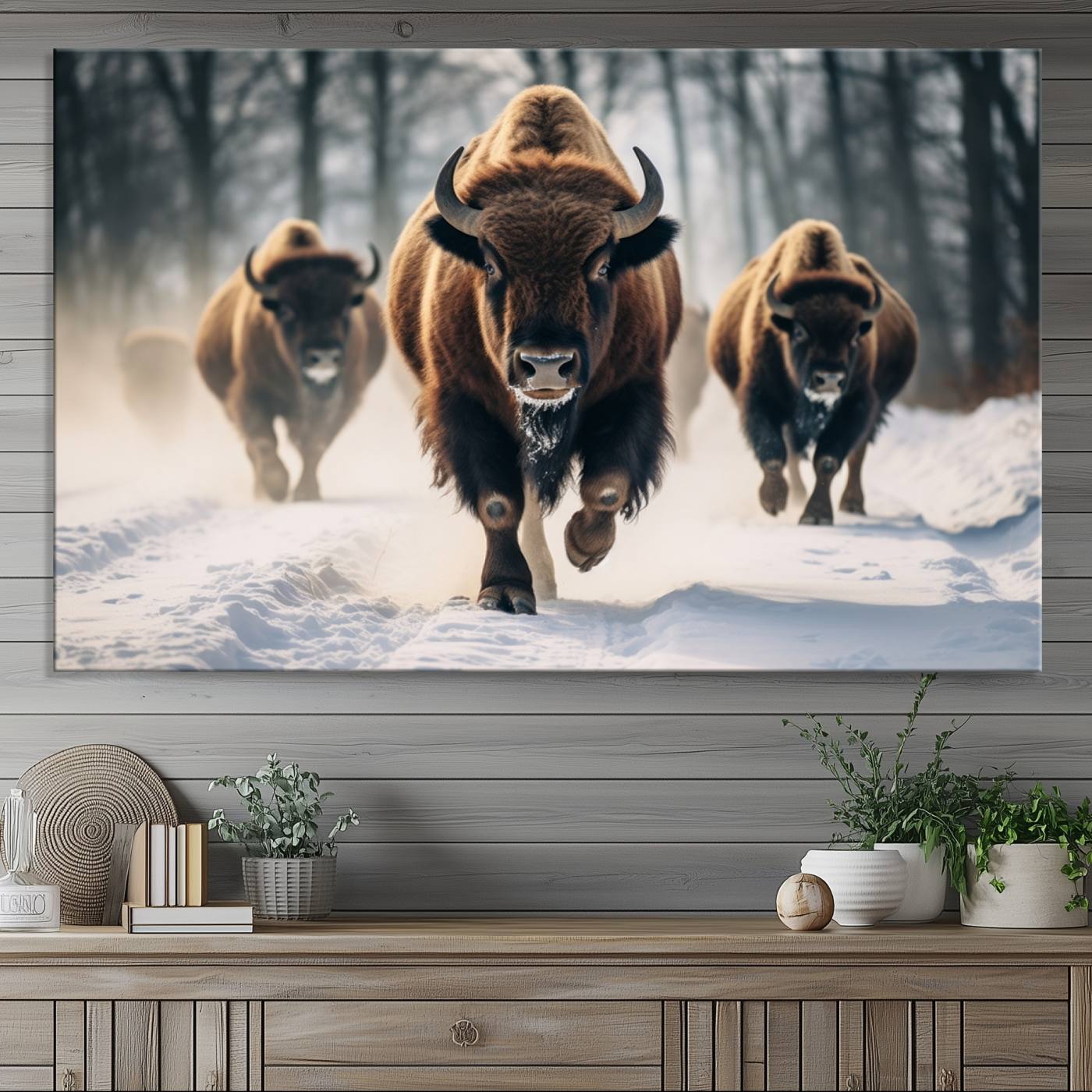 -Cow Bighorn Wall Art Canvas Print, Longhorn Texas Large Cow Animal Canvas Print