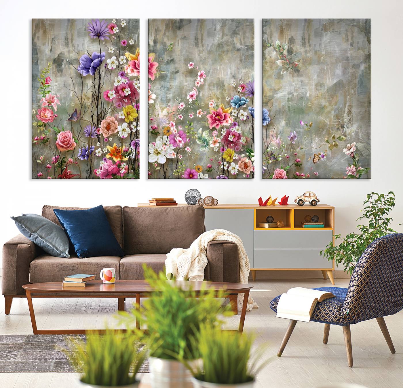 96650-MGV-CV-36X24-Cozy Flowers Painting on Canvas Wall Art Floral Canvas Print