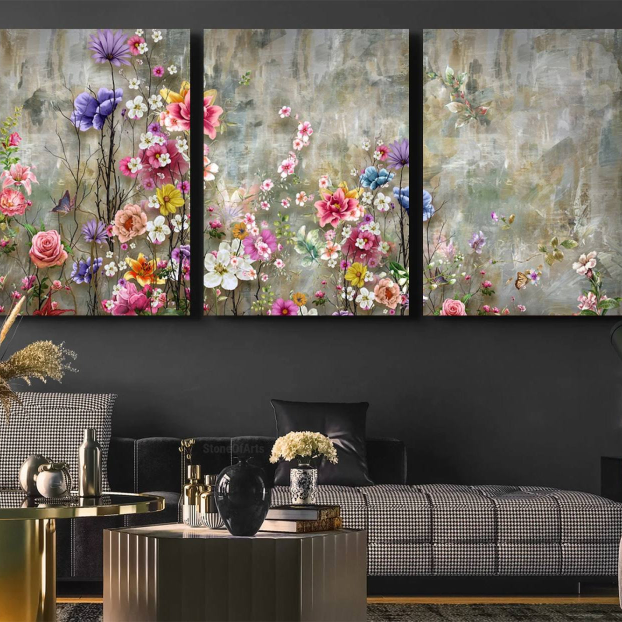 -Cozy Flowers Painting on Canvas Wall Art Floral Canvas Print