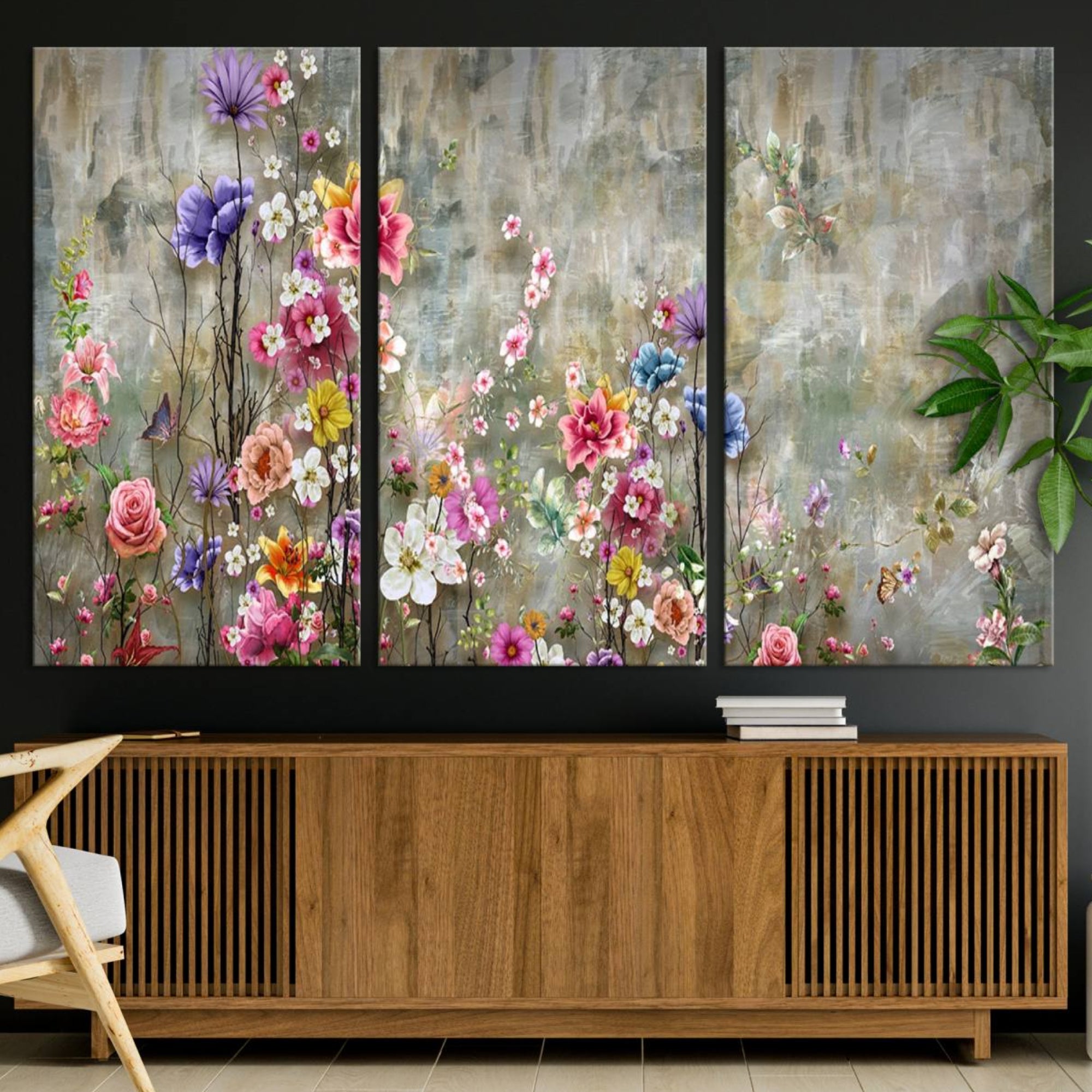 96650-MGV-CV-36X24-Cozy Flowers Painting on Canvas Wall Art Floral Canvas Print