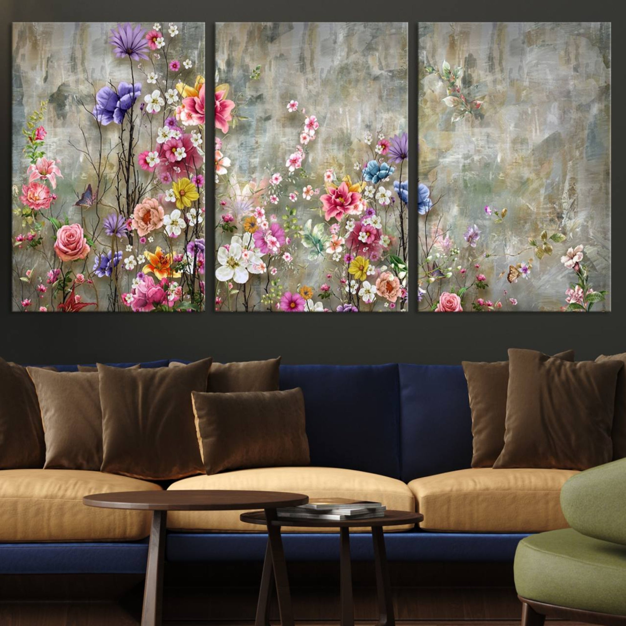 96650-MGV-CV-36X24-Cozy Flowers Painting on Canvas Wall Art Floral Canvas Print