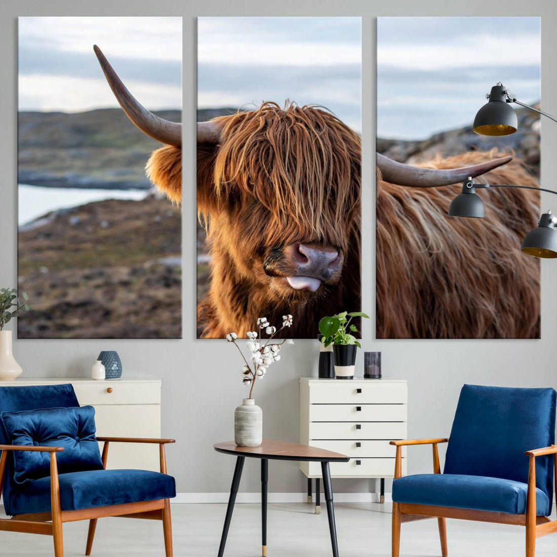 Cuddly Highland Cow Canvas Photo Wall Art Print | Cute Animal Wall Art