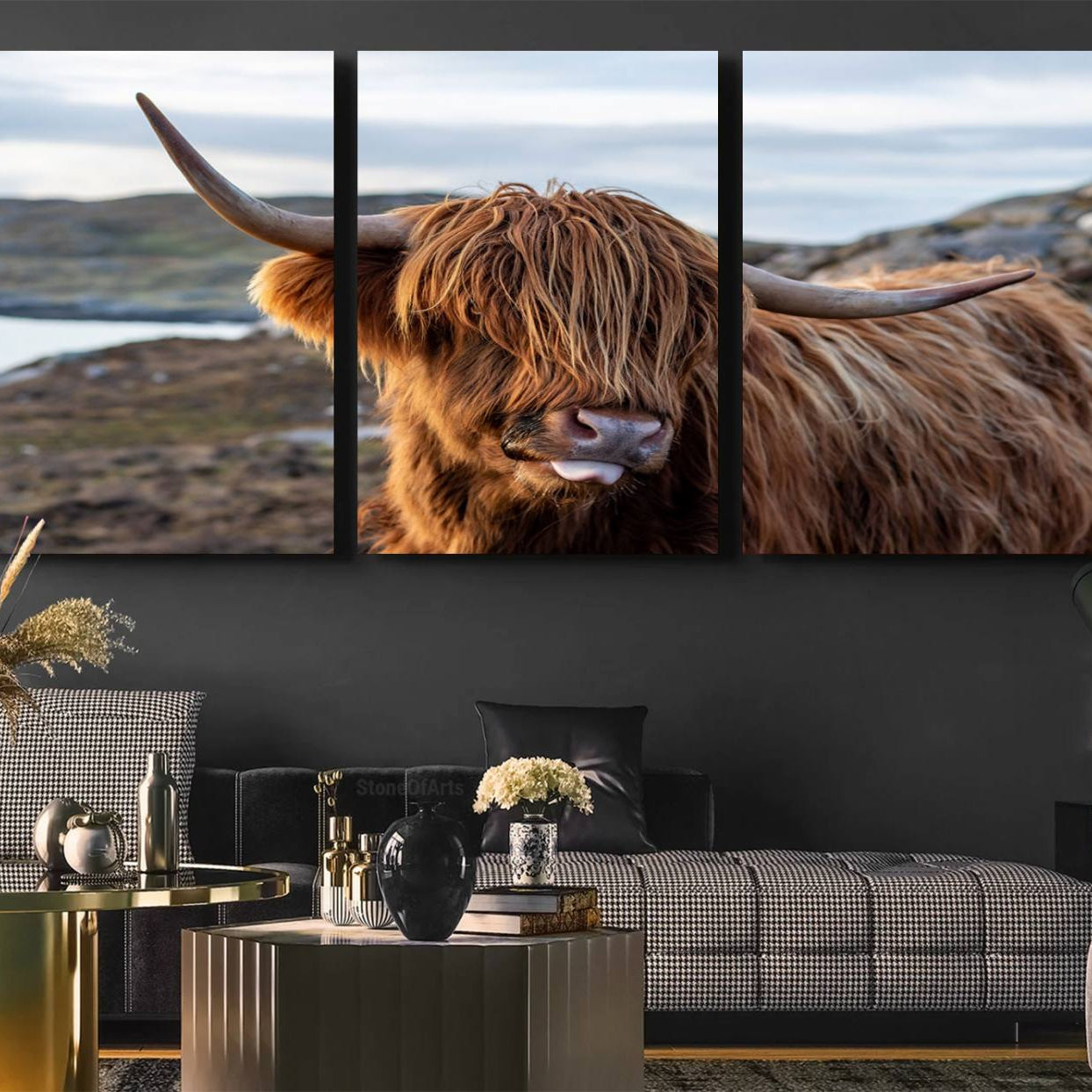 -Cuddly Highland Cow Canvas Photo Wall Art Print Highlands Art Cute Animal Wall Art