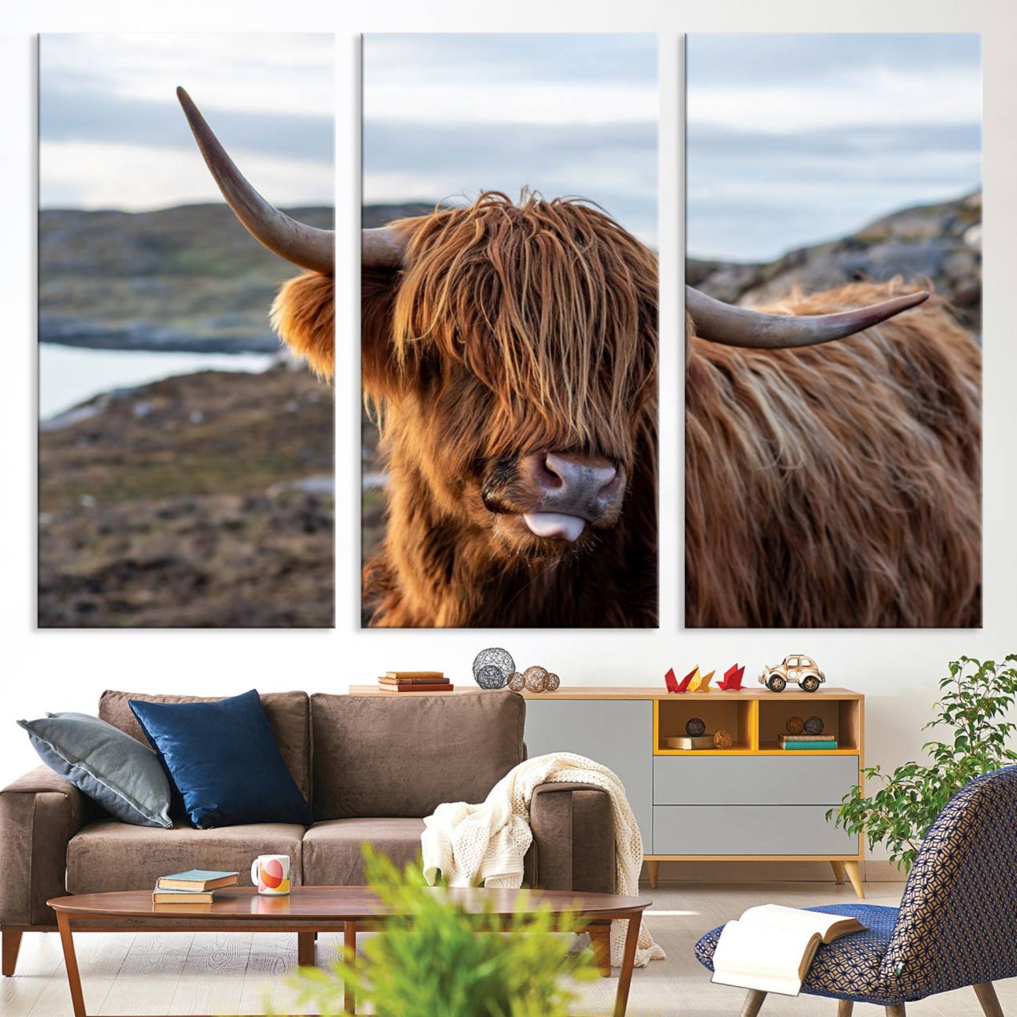 71222-MGV-CV-36X24-Cuddly Highland Cow Canvas Photo Wall Art Print Highlands Art Cute Animal Wall Art