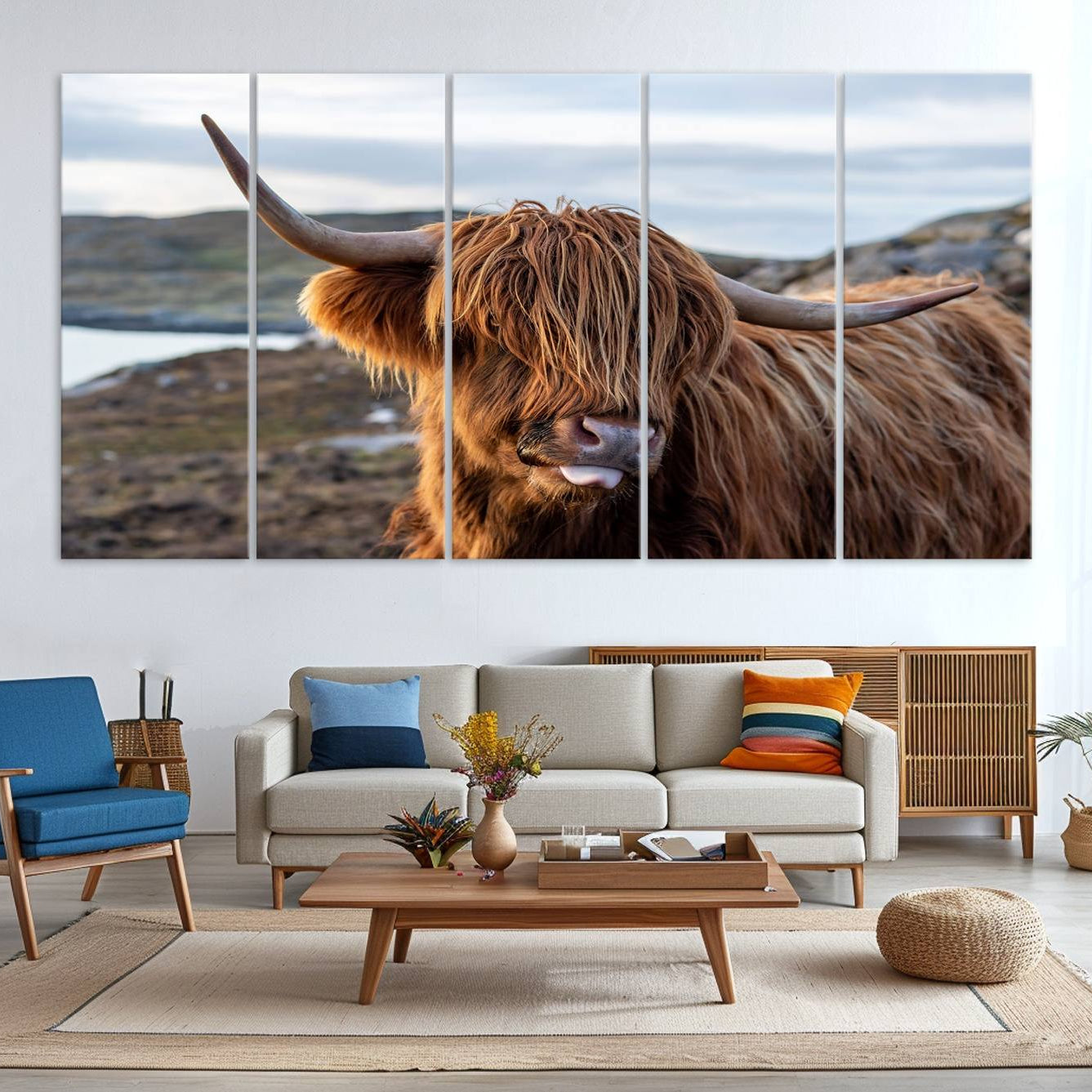 -Cuddly Highland Cow Canvas Photo Wall Art Print Highlands Art Cute Animal Wall Art