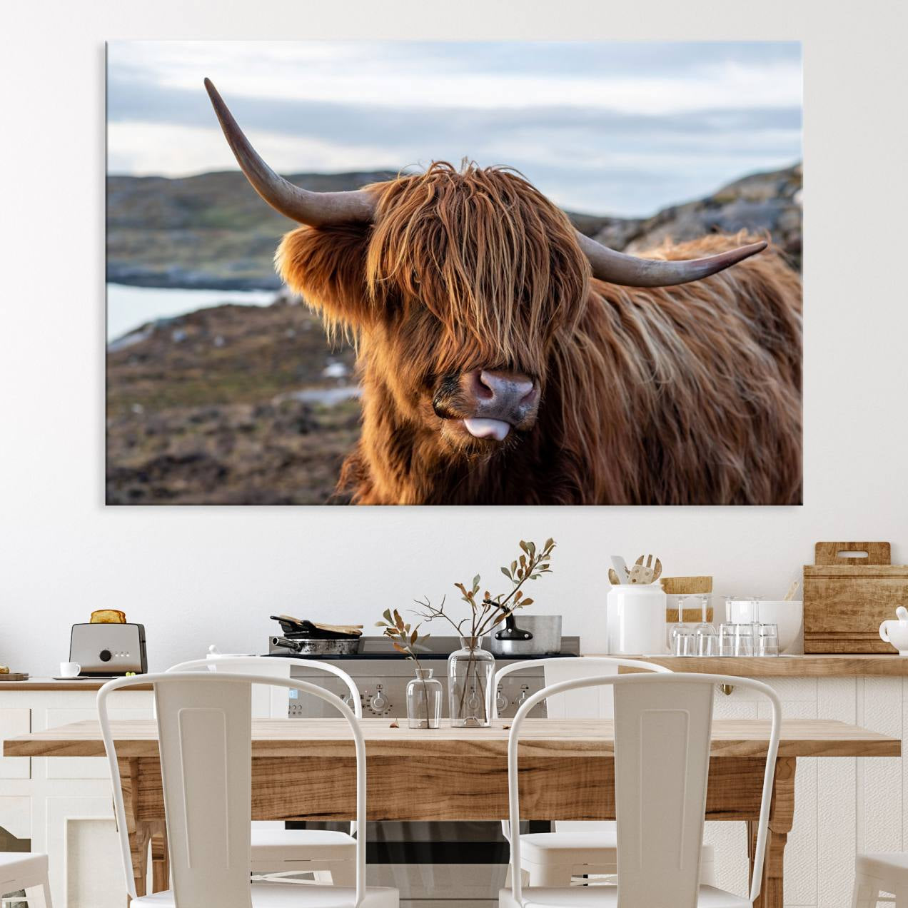 71222-MGV-CV-36X24-Cuddly Highland Cow Canvas Photo Wall Art Print Highlands Art Cute Animal Wall Art