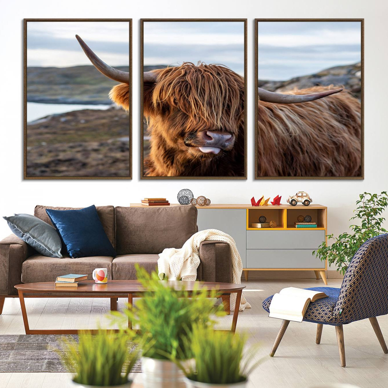 -Cuddly Highland Cow Canvas Photo Wall Art Print Highlands Art Cute Animal Wall Art