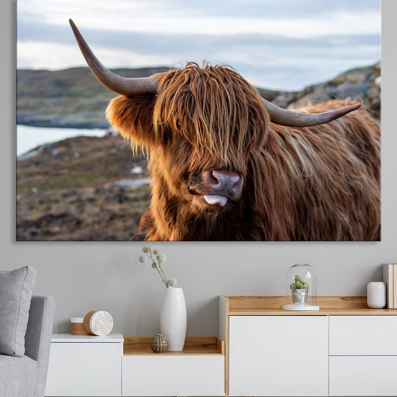 71222-MGV-CV-36X24-Cuddly Highland Cow Canvas Photo Wall Art Print Highlands Art Cute Animal Wall Art