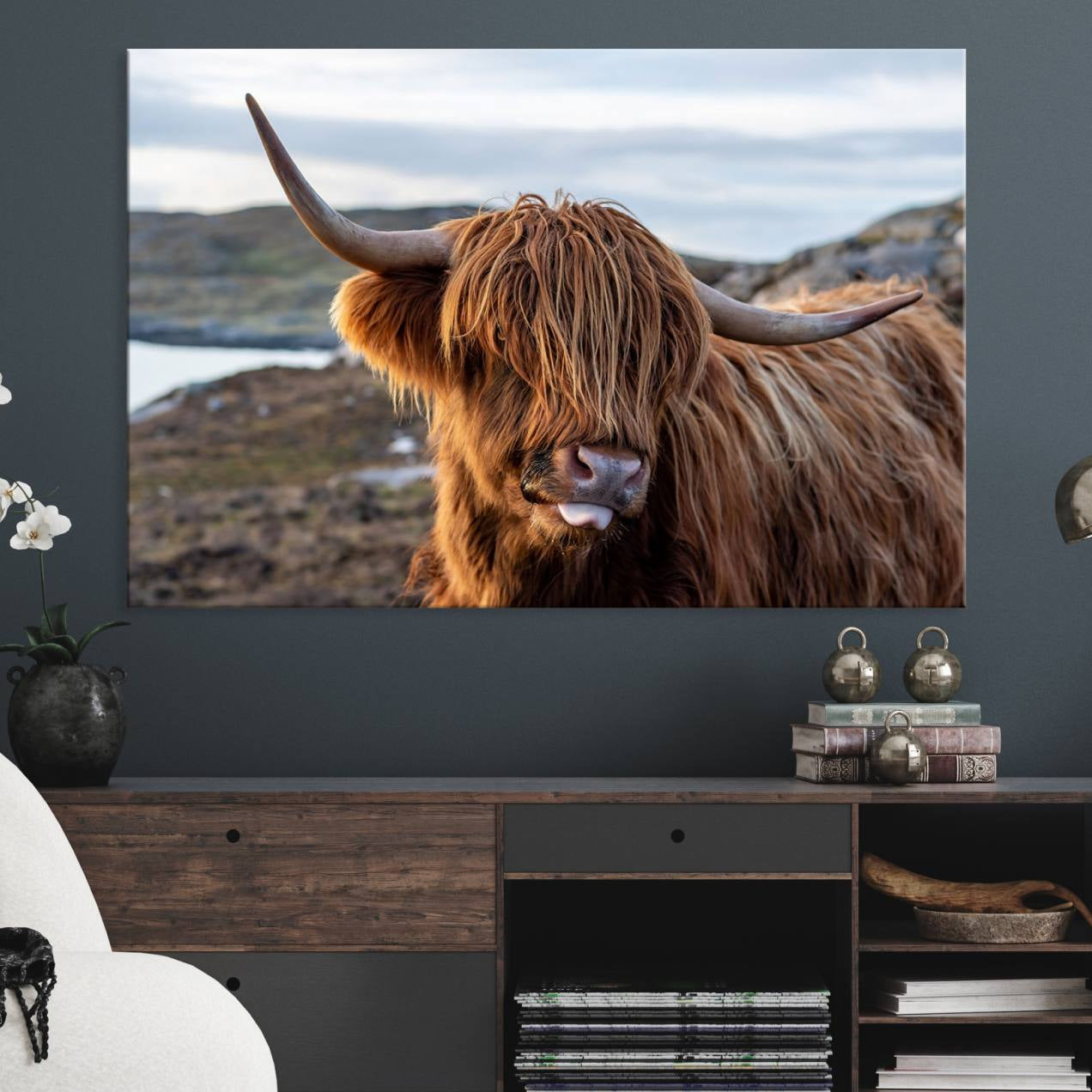-Cuddly Highland Cow Canvas Photo Wall Art Print Highlands Art Cute Animal Wall Art
