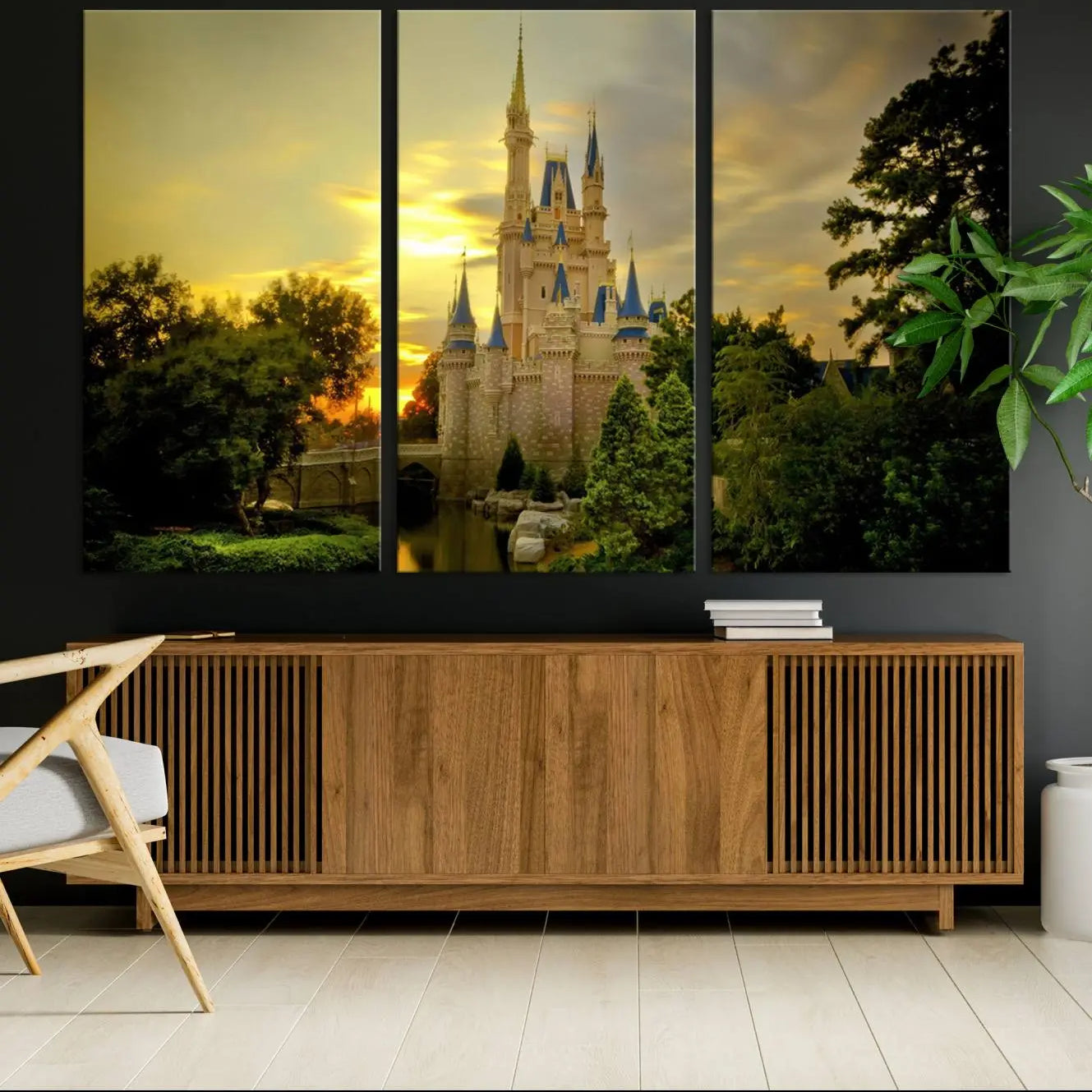 98452-MGV-CV-36X24-Disney Castle Wall Art Canvas Print – Magical Disneyland Castle Fantasy Artwork for Kids Room, Home, Office Decor