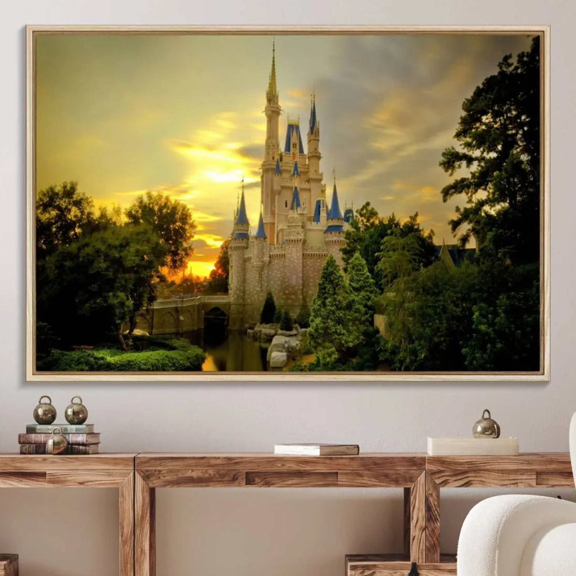 98452-MGV-CV-36X24-Disney Castle Wall Art Canvas Print – Magical Disneyland Castle Fantasy Artwork for Kids Room, Home, Office Decor