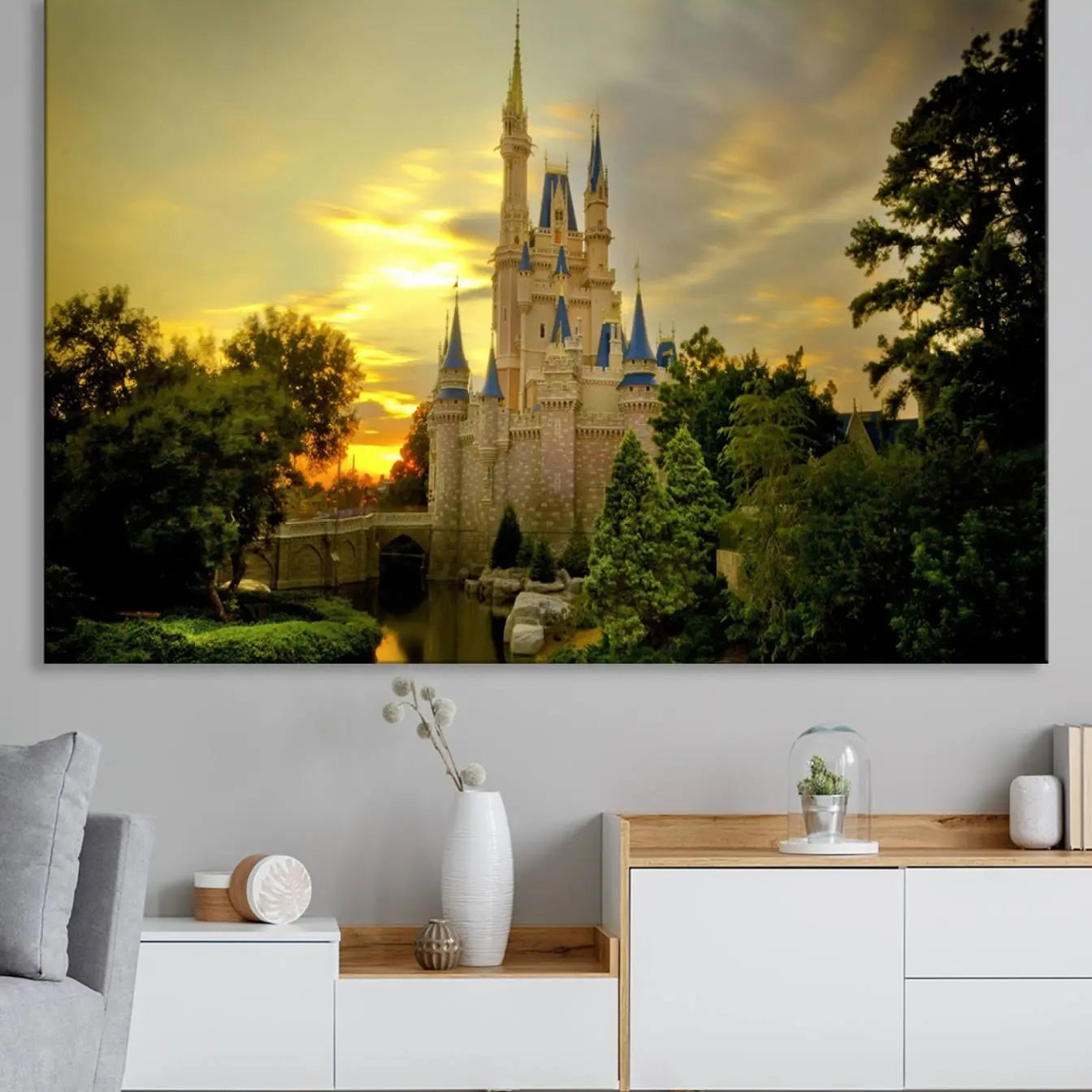 98452-MGV-CV-36X24-Disney Castle Wall Art Canvas Print – Magical Disneyland Castle Fantasy Artwork for Kids Room, Home, Office Decor