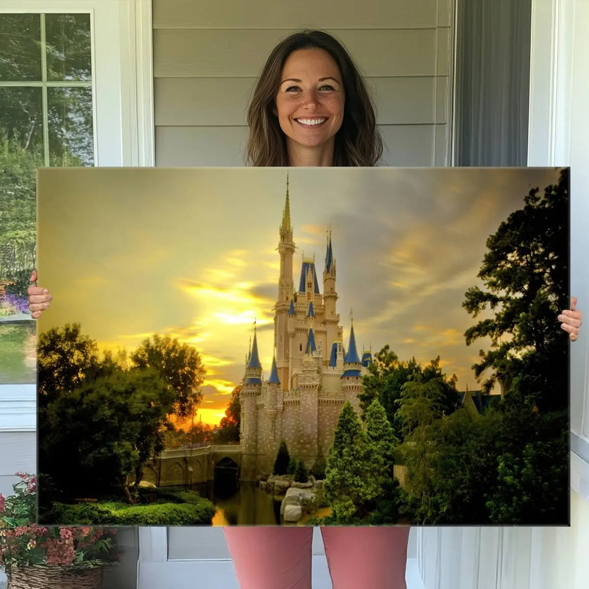 98452-MGV-CV-36X24-Disney Castle Wall Art Canvas Print – Magical Disneyland Castle Fantasy Artwork for Kids Room, Home, Office Decor