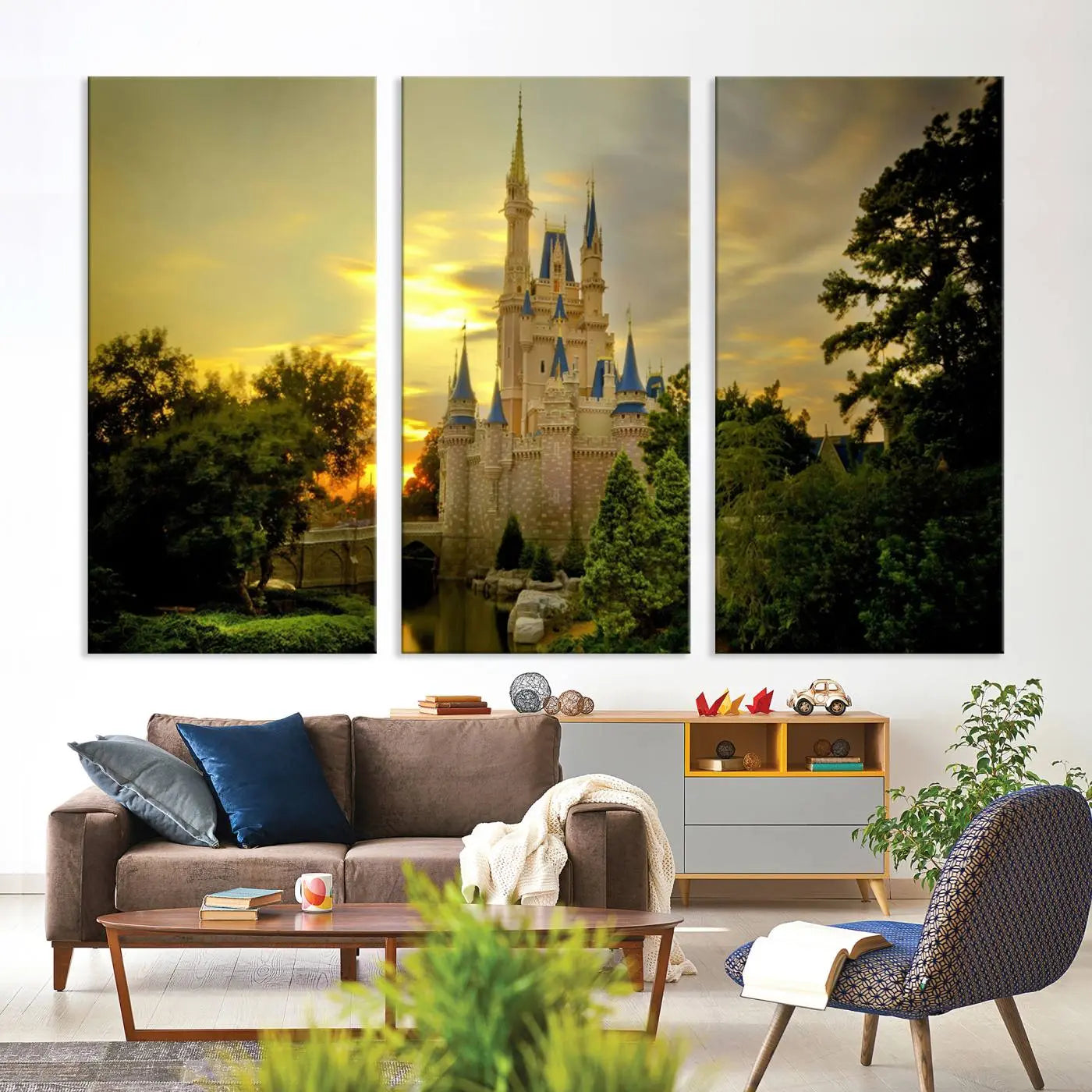 98452-MGV-CV-36X24-Disney Castle Wall Art Canvas Print – Magical Disneyland Castle Fantasy Artwork for Kids Room, Home, Office Decor