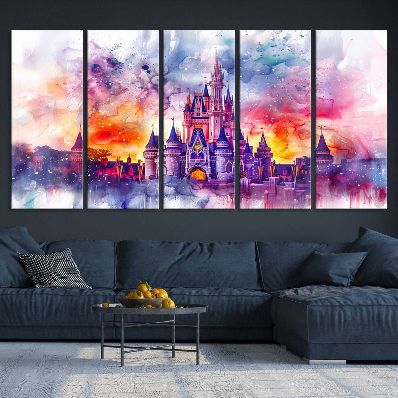 -Disney Wall Art, Cinderella Castle Disney Print Wall Art, Kids Art, Disneyland Poster, watercolor