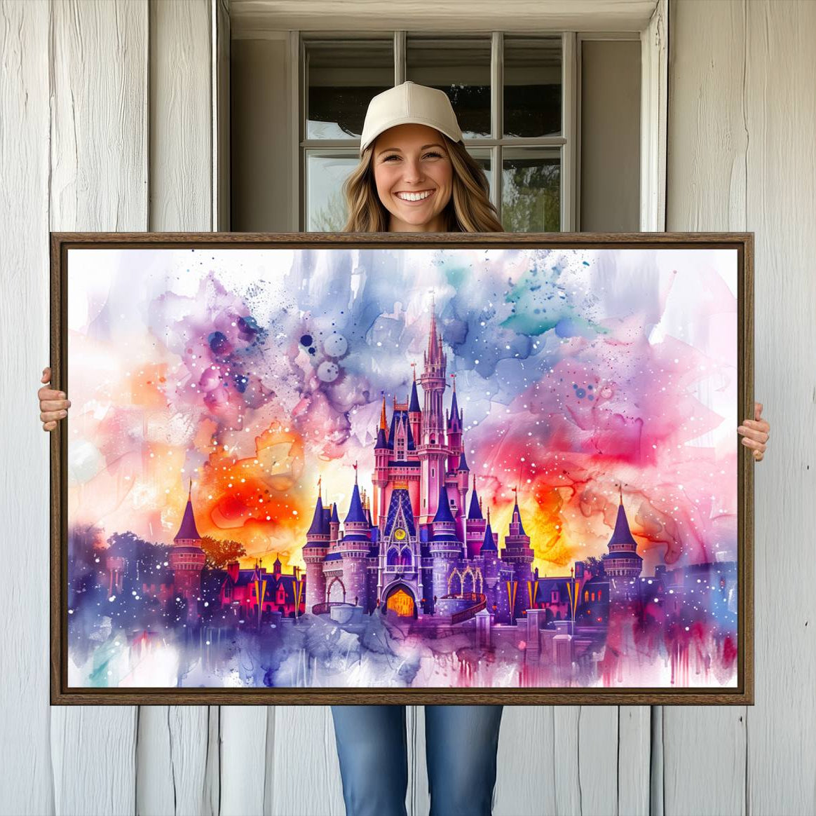 -Disney Wall Art, Cinderella Castle Disney Print Wall Art, Kids Art, Disneyland Poster, watercolor