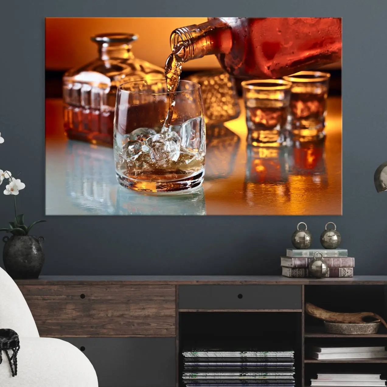 55963-MGV-CV-36X24-Elegant Whiskey Canvas Wall Art Print Scotch Art Bourbon Art