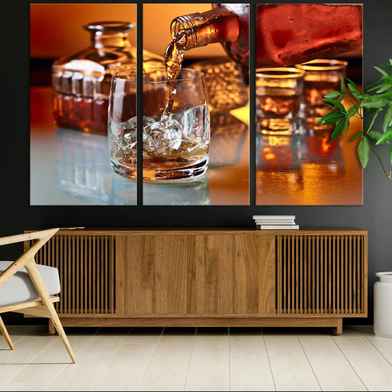 -Elegant Whiskey Canvas Wall Art Print Scotch Art Bourbon Art
