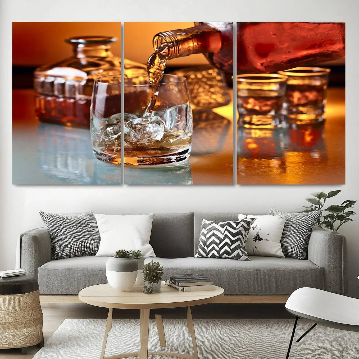 -Elegant Whiskey Canvas Wall Art Print Scotch Art Bourbon Art