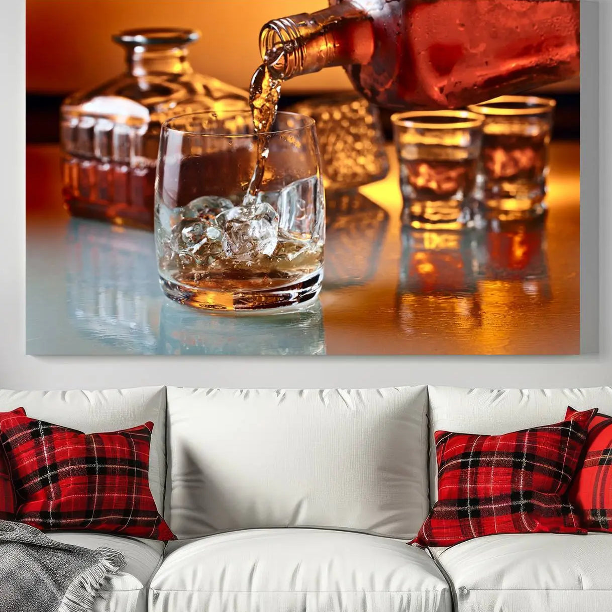 55963-MGV-CV-36X24-Elegant Whiskey Canvas Wall Art Print Scotch Art Bourbon Art
