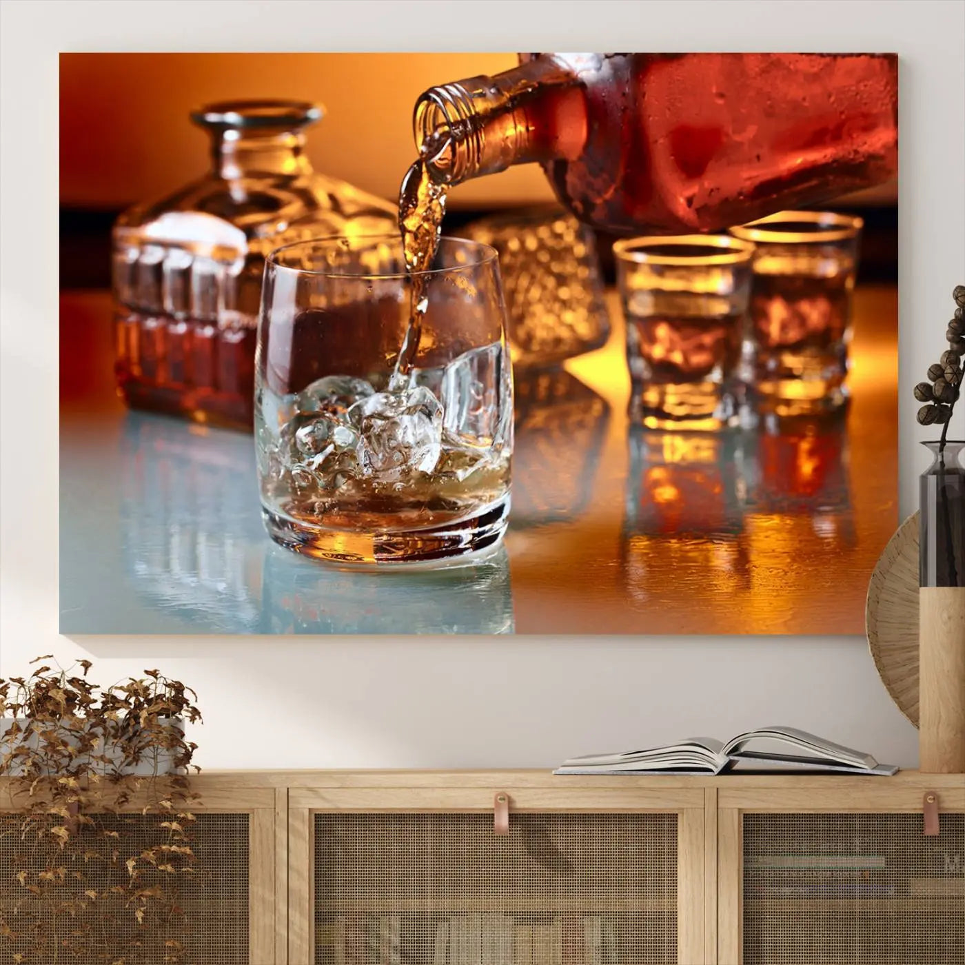 55963-MGV-CV-36X24-Elegant Whiskey Canvas Wall Art Print Scotch Art Bourbon Art