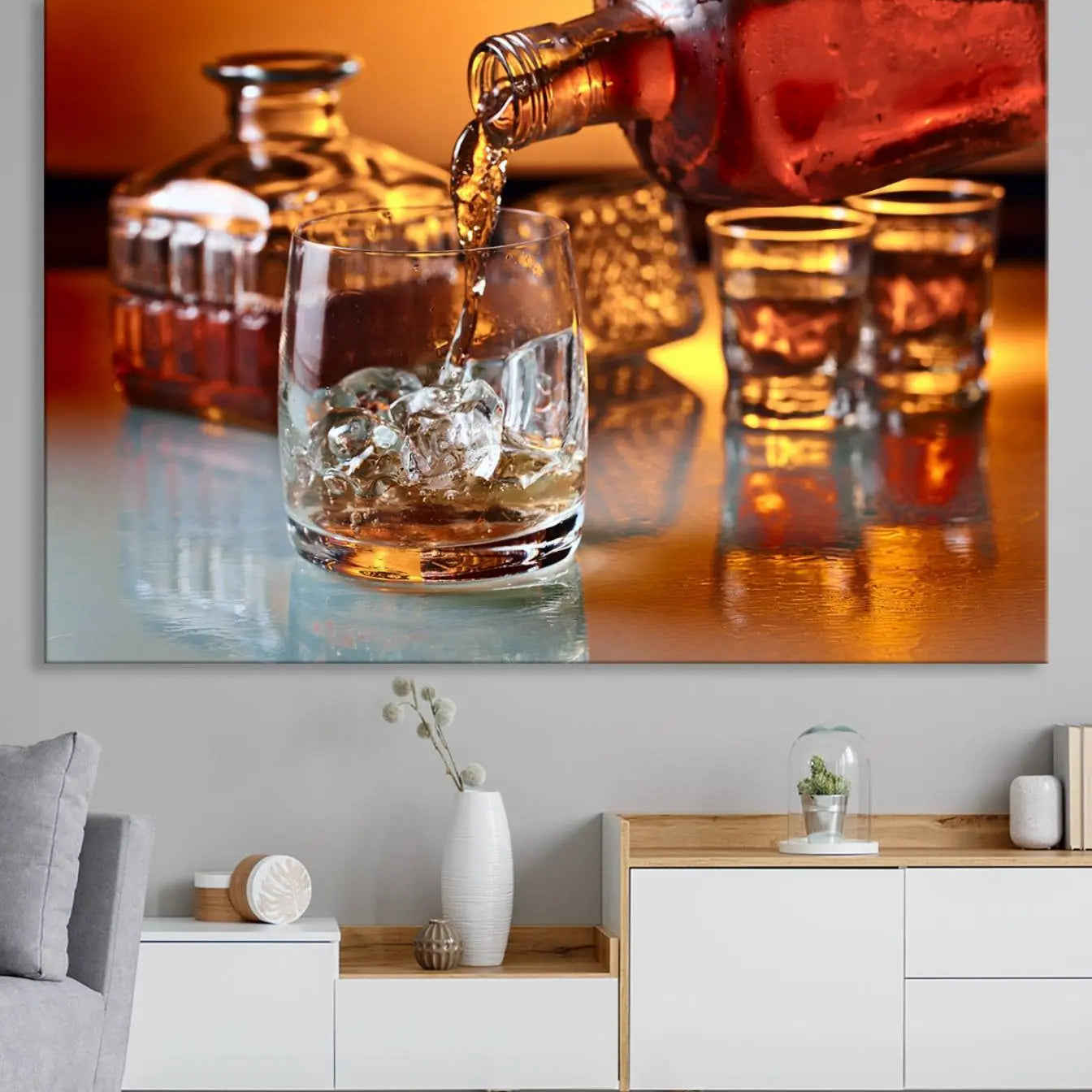55963-MGV-CV-36X24-Elegant Whiskey Canvas Wall Art Print Scotch Art Bourbon Art