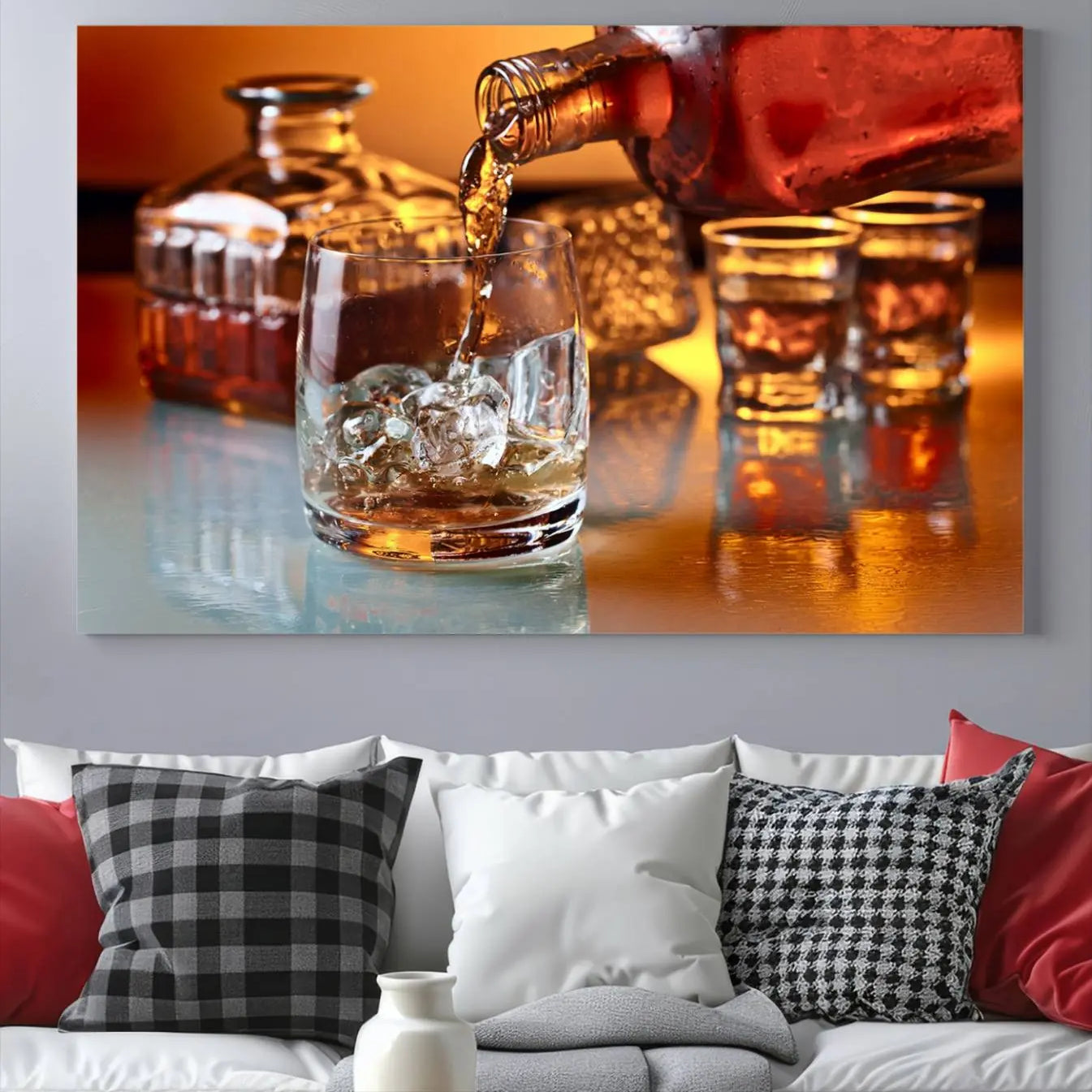 55963-MGV-CV-36X24-Elegant Whiskey Canvas Wall Art Print Scotch Art Bourbon Art