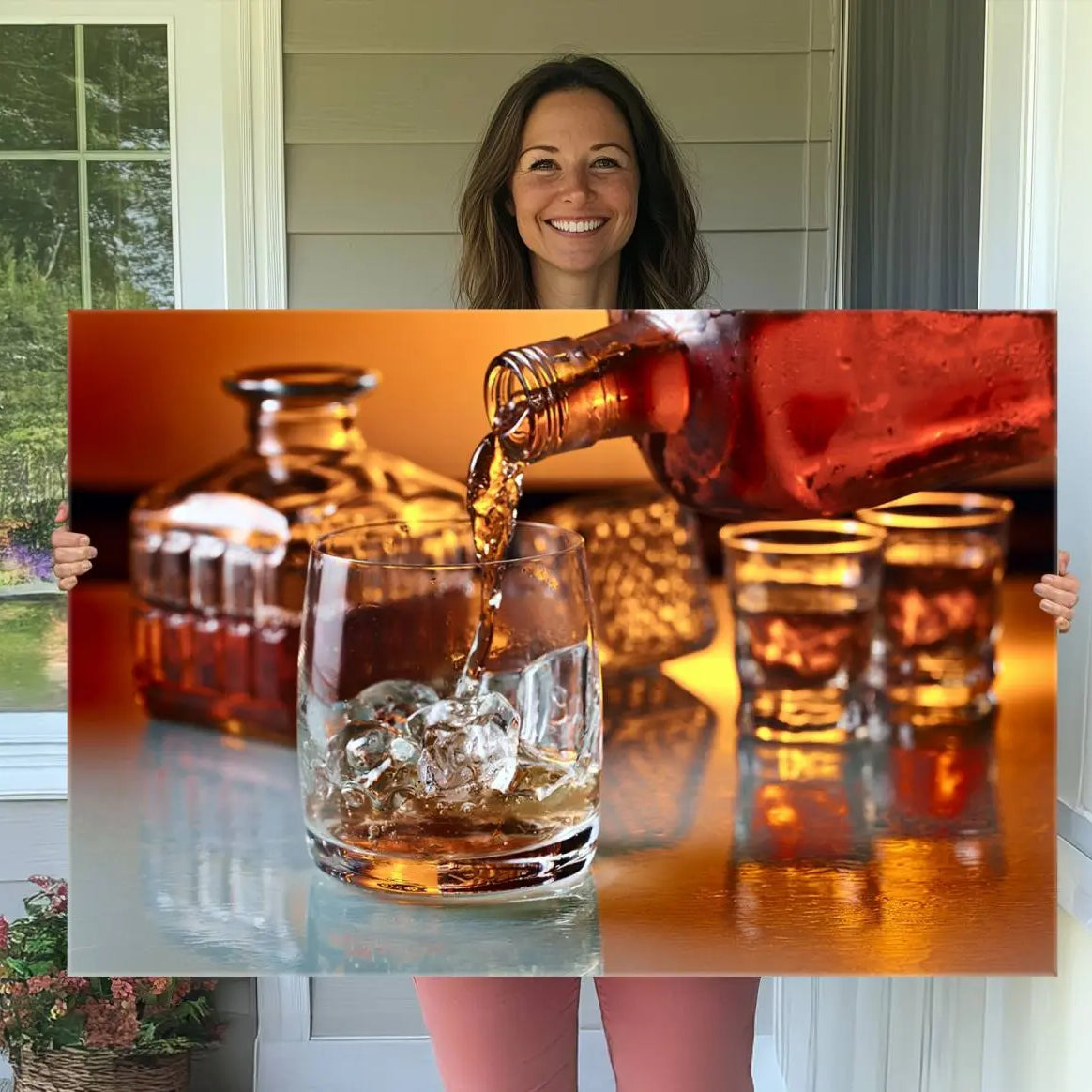 55963-MGV-CV-36X24-Elegant Whiskey Canvas Wall Art Print Scotch Art Bourbon Art