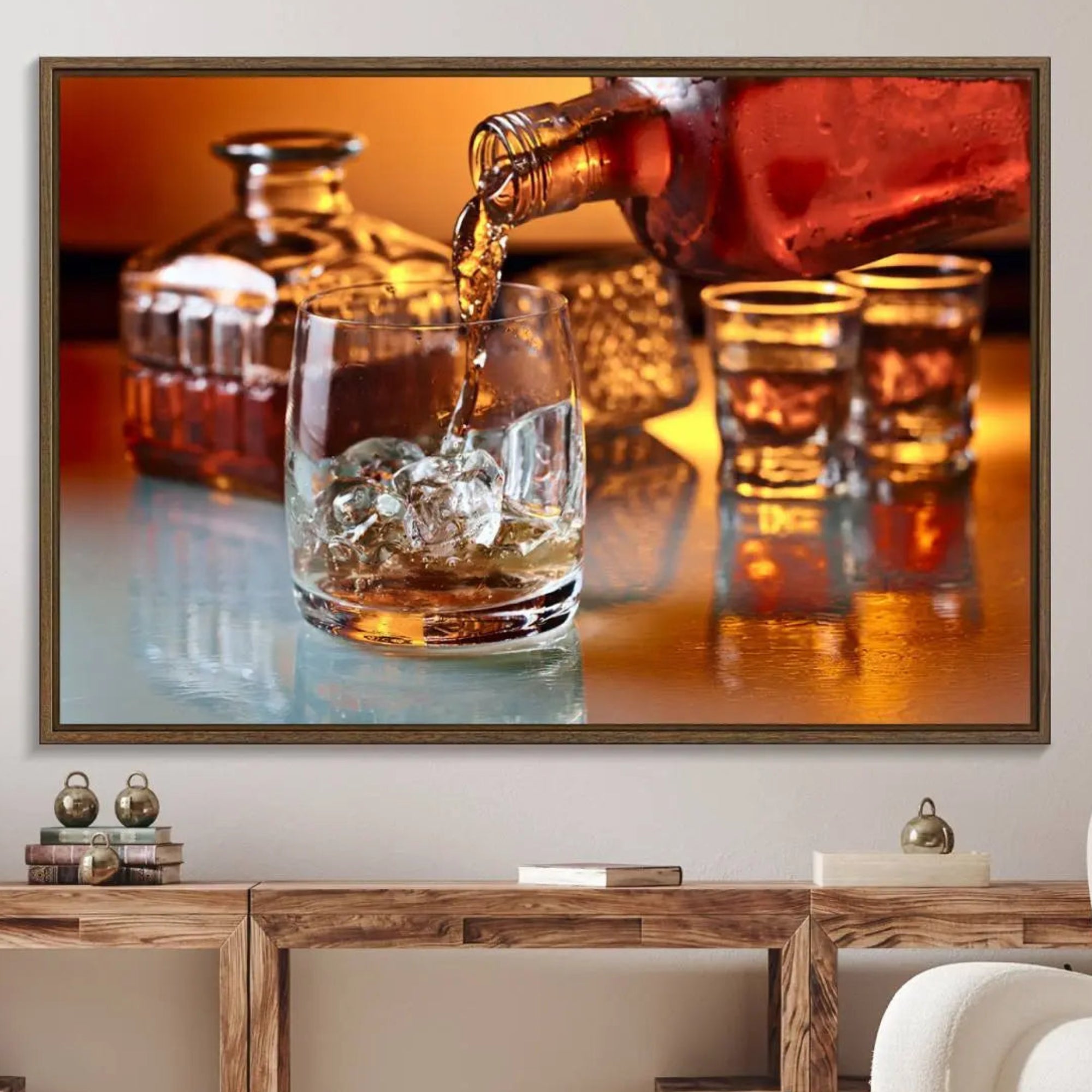 55963-MGV-FC-36X24_Walnut-Elegant Whiskey Canvas Wall Art Print Scotch Art Bourbon Art