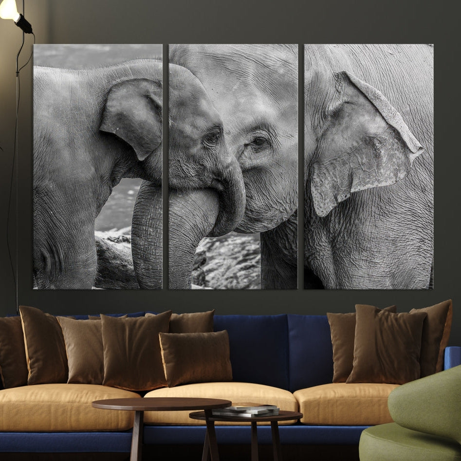 -Elephant Family Wall Art Canvas Print